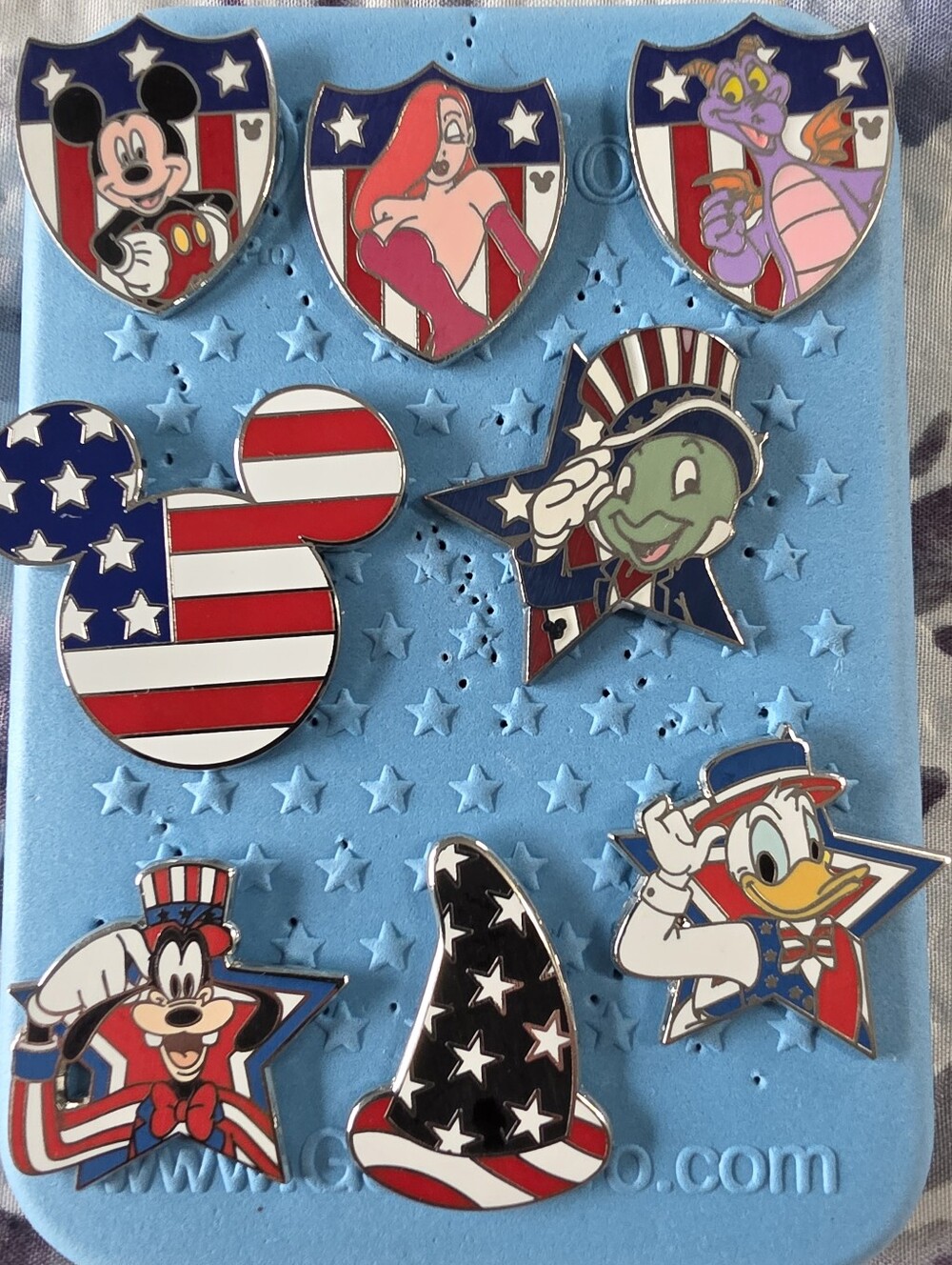 Disney Pin Set - USA, America Collection - Jiminy Cricket/Mickey/Figment/Goofy+